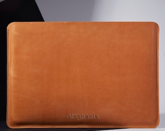 Housses personnalisées en cuir pour ordinateur portable | Sac MacBook personnalisé pour 13, 14, 15 pouces | Cadeau universitaire
