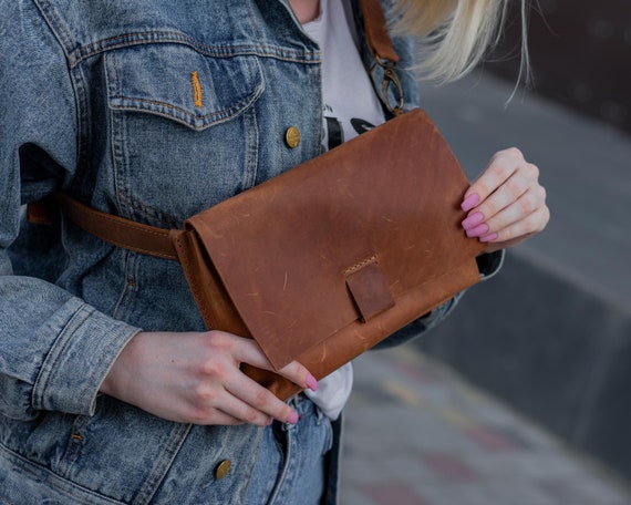 Leather Belt Bag Women Fanny Pack Designer Belt Brown Belt Bag 