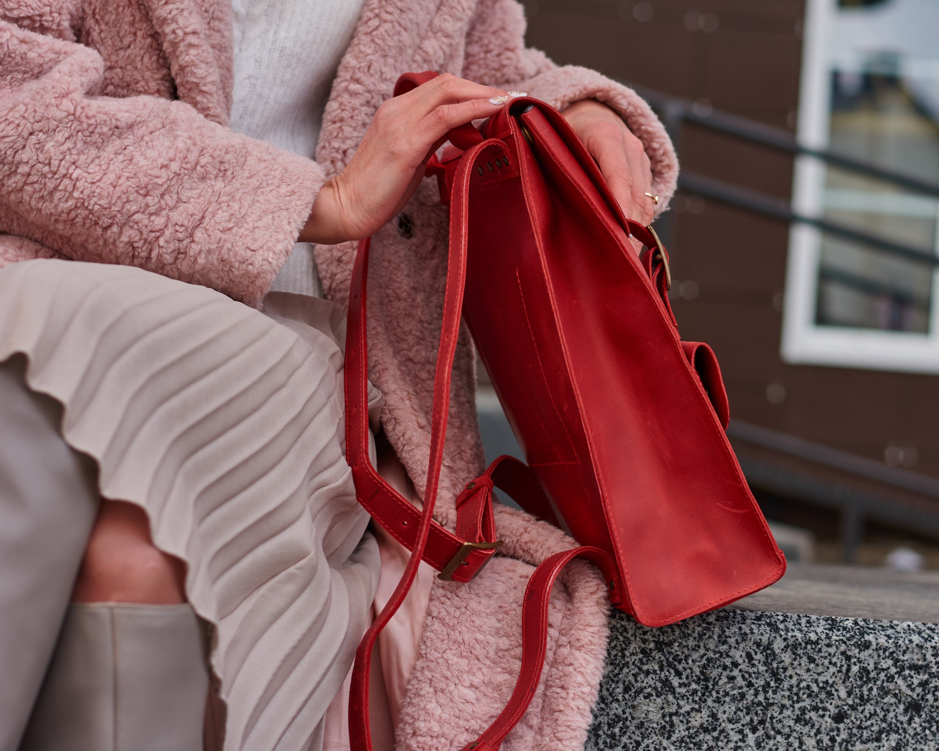 Red MacBook Backpack Women Mac Air 13 inch Leather Backpack Etsy