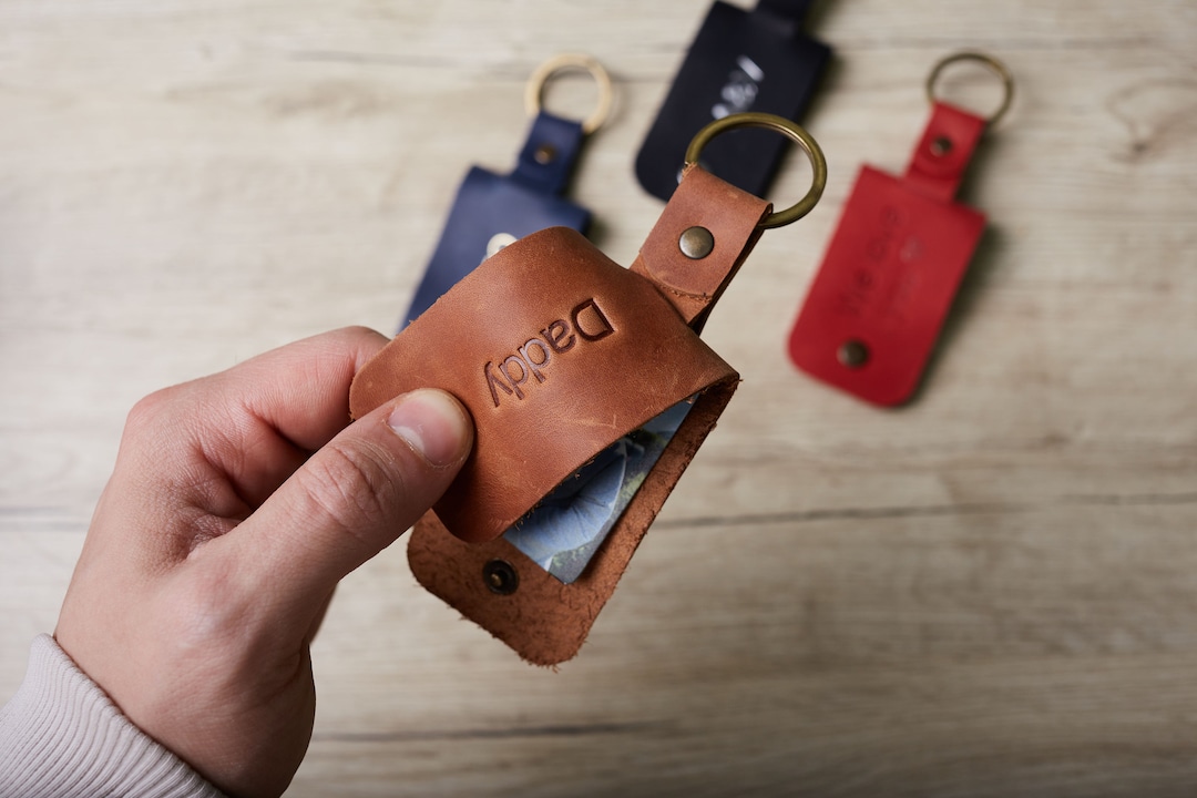 Leather Keychain With Photo Personalized Leather Photo Etsy