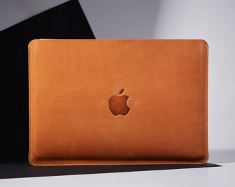 Personalized Leather Sleeve for MacBook, MacBook Air 13 M2 Case, 16 inch Laptop Case, MacBook Pro 13 2020 Cover, Slim Leather Laptop Cover