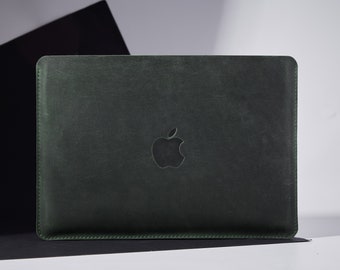 Housse en cuir personnalisée pour MacBook Air et Pro 13" 14" 16" / Etui Mac Book en cuir véritable gaufré / Housse en cuir / M1 M2 13 14 16 pouces