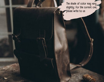 Personalized Leather Backpack Shoulder Bag Laptop Backpack Brown Personalized Leather Bag for Men