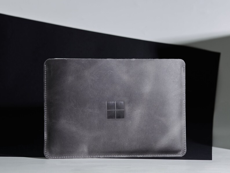 Surface Laptop Studio Case Gray Leather Sleeve Microsoft Etsy