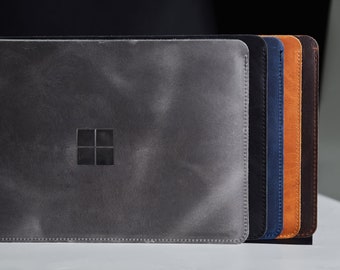 Surface Laptop Studio Case, Gray Leather Sleeve, Microsoft Surface Slim Pro 6 / 7 / 8 Protective Cover, Surface Pro X Sleeve in 8 colors