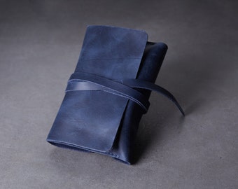 Porte-fils pour accessoires de voyage, étui à roulettes bleu en cuir personnalisé, cadeau de Noël, organisateur technique, organisateur de câbles en cuir personnalisé