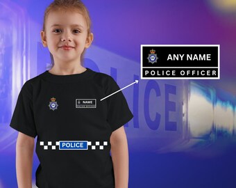 Kids Custom Police Shirt, Police Officer Costume, Junior, Children Fancy Dress, Unisex T-shirt, Add Name, Personalised