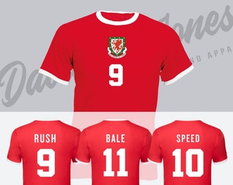 Wales Retro Design Football T-shirts - Classic Design - Adults - Welsh - World Cup