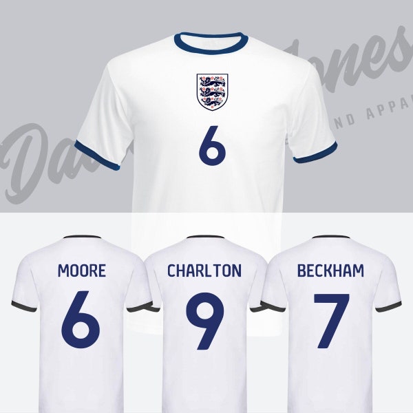 England Retro Design Football T-shirts - Classic Design - Adults - World Cup - Euros