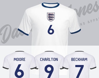 England Retro Design Football T-shirts - Classic Design - Adults - World Cup - Euros