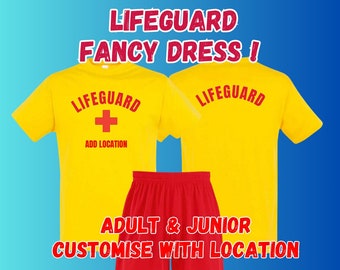 Lifeguard Fancy Dress, Adult or Junior Personalised Costume, Add Location, Custom, Kids Dress Up, Adult Party's, Children Party Outfit