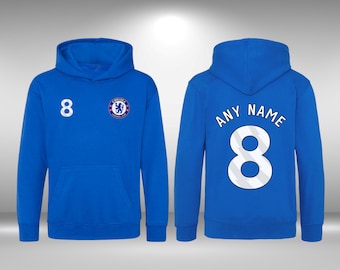Chelsea Football Hoodie Kids - Football - Junior - Custom Gift - Enzo - Add Name - Personalised - Soccer - Junior - Toddler