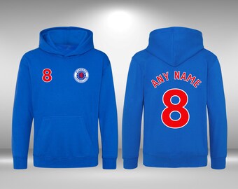 Rangers Football Hoodie Kids - Football - Junior - Custom Gift - Add Name - Personalised - Soccer - Scotland - SPL - Junior - Toddler