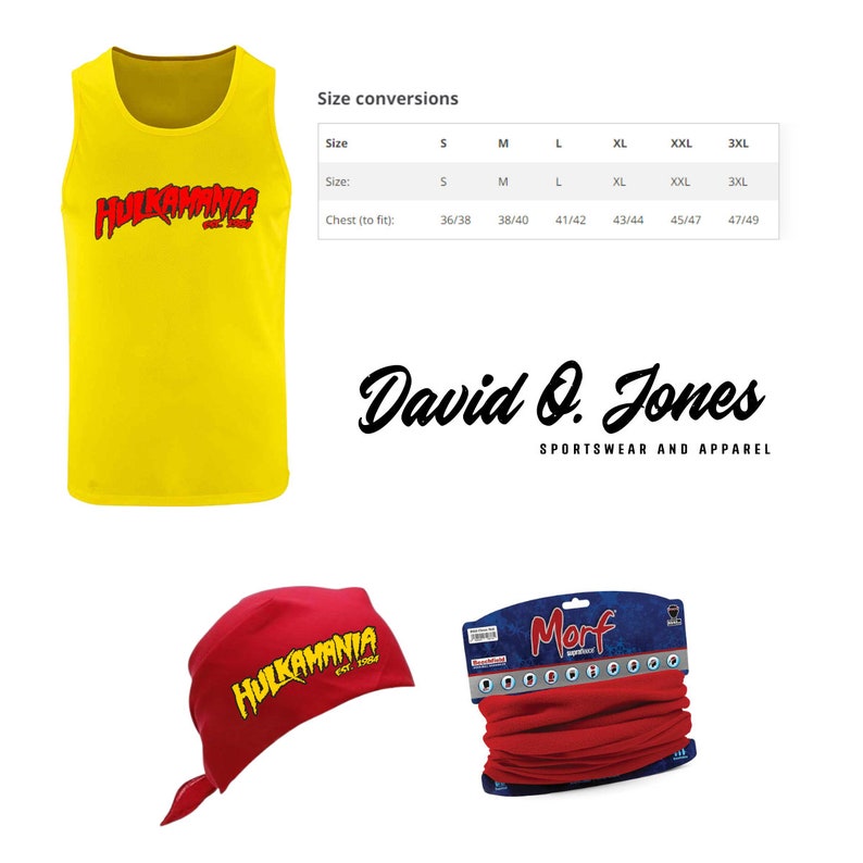 Wrestling Fancy Dress Hulk Hogan Inspired Vest & Bandana Costume Funny Stag Do Just for Fun Party immagine 2