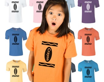 Kids Crayon Shirt, Crayola Costume, Junior, Children Fancy Dress, Unisex T-shirt, Various Colours, Colors, Drawing Dress Up
