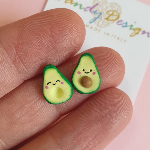 Avocado base stud earrings in hypoallergenic steel or 925 sterling silver - Love bff earrings - Geek earrings