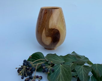 Vase en bois, vase pour fleurs séchées, vase décoratif, forme en bois, bois de Noël, objet en bois tourné, récipient creux, forme creuse, tournant, objets tournés