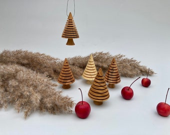 Tannenbaumschmuck gedrechselt,Weihnachtsdekoration,Holzbäume gedrechselt, Advent Weihnachten Schmuck Dekoration Holz,Holzbäume zum Aufhängen