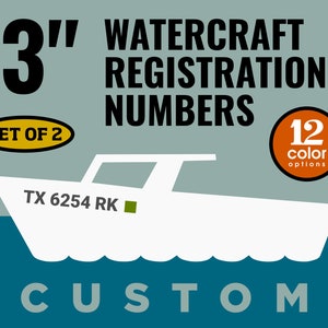 Custom Boat Registration Numbers (Set of 2) - Vinyl Decal - Jet Ski