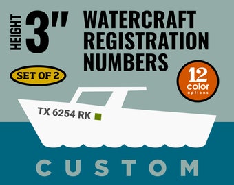 Custom Boat Registration Numbers (Set of 2) - Vinyl Decal - Jet Ski