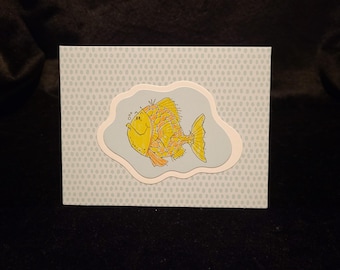 Handmade Greeting Card (Set of 2) - Smiling Fish (Orange)