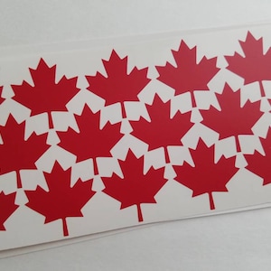 1.5&quot; Canadian Maple Leaf Vinyl Stickers - 17 Per Sheet