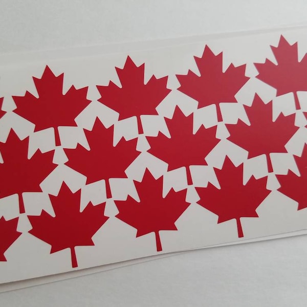 1.5" Canadian Maple Leaf Vinyl Stickers - 17 Per Sheet