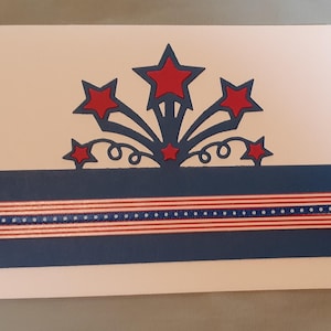 Handmade Greeting Card (Set of 2) - Patriotic Stars (One Red, One Blue)