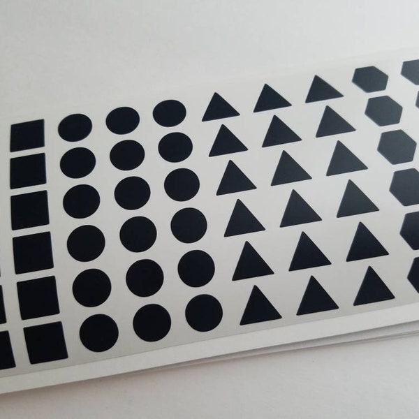 1/2" Shapes Vinyl Stickers - Square Triangle Circle Hexagon Star Heart Moon Arrow