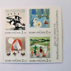 Finnish Muumi - Moomin stamps 1992 set of 4 stamps not used