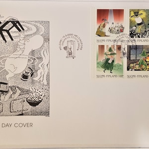 Carta con set de sellos Muumin, Sobre de Primer Día, coleccionista, sello de Finlandia, entrega gratuita