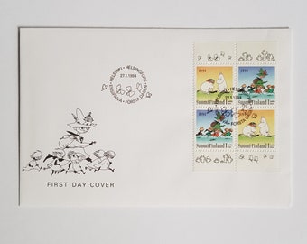 Letter with Moomin stamps set, First Day Cover, collector, stamp from Finland, free delivery
