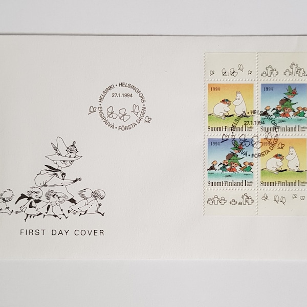 Letter with Moomin stamps set, First Day Cover, collector, stamp from Finland, free delivery