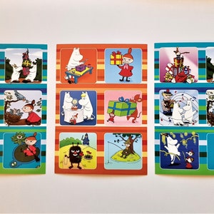 Juego de postales Muumin, 3 tarjetas con pegatinas, sin usar, coleccionista, Finlandia, envío gratuito