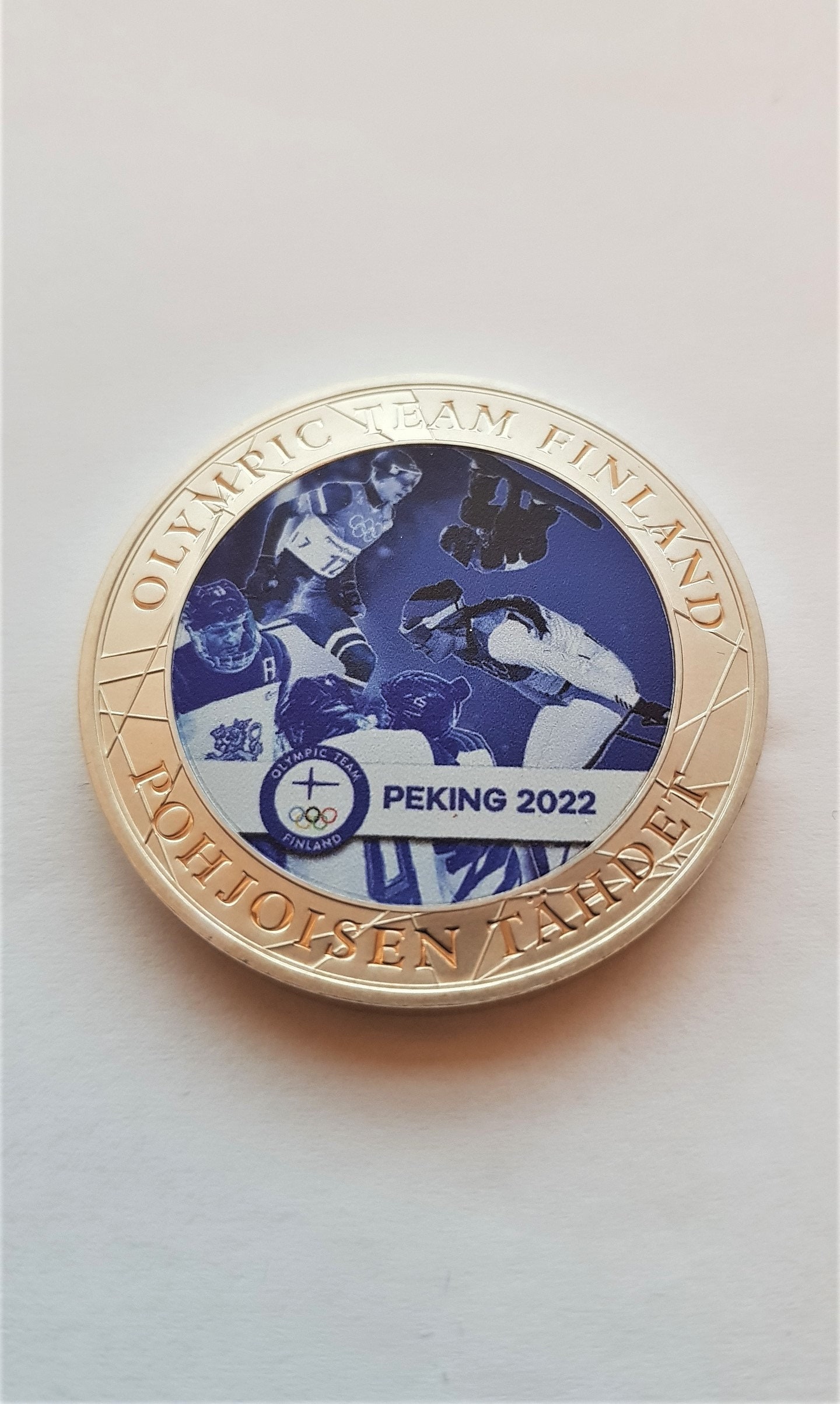 Peking 2022 Olympic team Finland Medal and Gold plated Kaisa Mäkäräinen World Champion biathlon 2011 Medal, free delivery