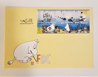 Letter with Moomin stamps set, First Day Cover, collector, stamp from Finland, free delivery
