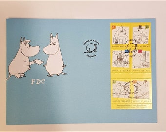 Letter with Moomin stamps set, First Day Cover, collector, stamp from Finland, free delivery