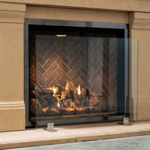 AMS Fireplace Free Standing Clear Glass Screen | Custom Sizes Available