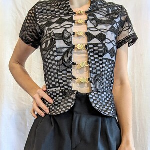 Vintage MC Company Black Lace Embellished Romper