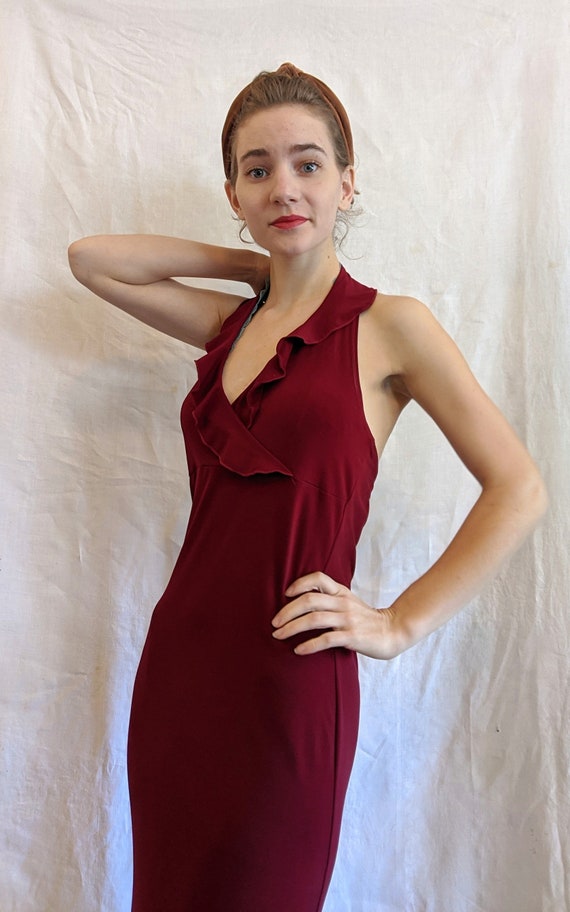Vintage Kona Wine Halter Dress