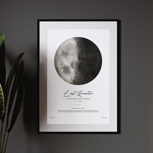 Digitale maanfase print - nacht dat je geboren werd - nieuw babycadeau - maan de nachtelijke hemel - gepersonaliseerde poster - afdrukbaar huwelijkscadeau