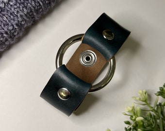 Leather Shawl Cuff, Cowl Cuff from Knox Mountain Knit Co. - Original Ring - midnight blue, nickel hardware