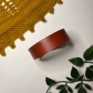 Upcycled Leather Shawl/Cowl Cuff from Knox Mountain Knit Co. - Original - mahogany leather, antique brass hardware