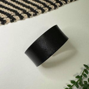 Upcycled Leather Shawl/Cowl Cuff from Knox Mountain Knit Co. - Light - black leather, nickel hardware, approx. 6.5&quot; / 16.5cm