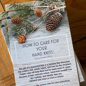 Gift Knitting Care Cards care instructions for hand knit gifts bundle of 10 cards image 1