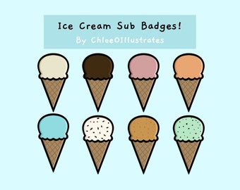 Ice Cream Sub Badges | Twitch Emotes and Sub Badges