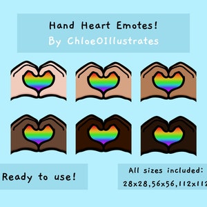 Hand Heart Emotes | Twitch and Discord Emotes | Rainbow Heart