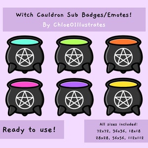 Witch Cauldron Sub Badges and Emotes | Twitch and Discord Emotes | Halloween | Spooky | Autumn/Fall