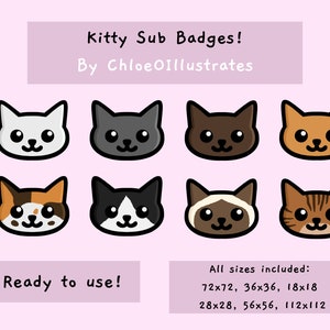 Kitty Sub Badges | Cat Emotes and Sub Badges | Twitch and Discord Emotes