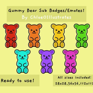 Gummy Bear Sub Badges | Premade Twitch Sub Badges | Twitch Bit Badges |  Discord Roles | Channel Points Icons